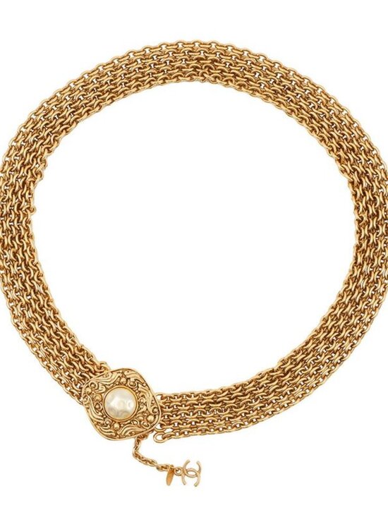 Chanel Chain Belt CC Logo Faux Pearl main image 4
